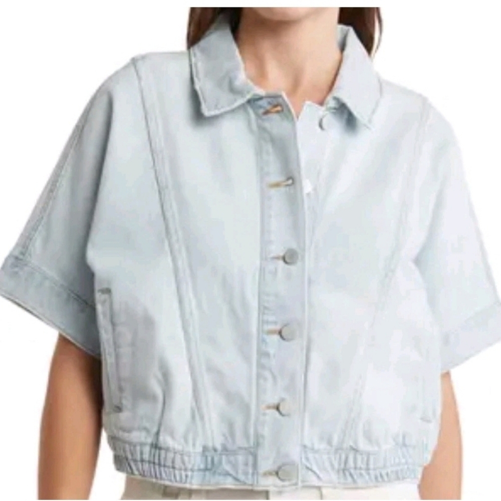 Habitual Oversized Light Blue Denim Cropped Jacket